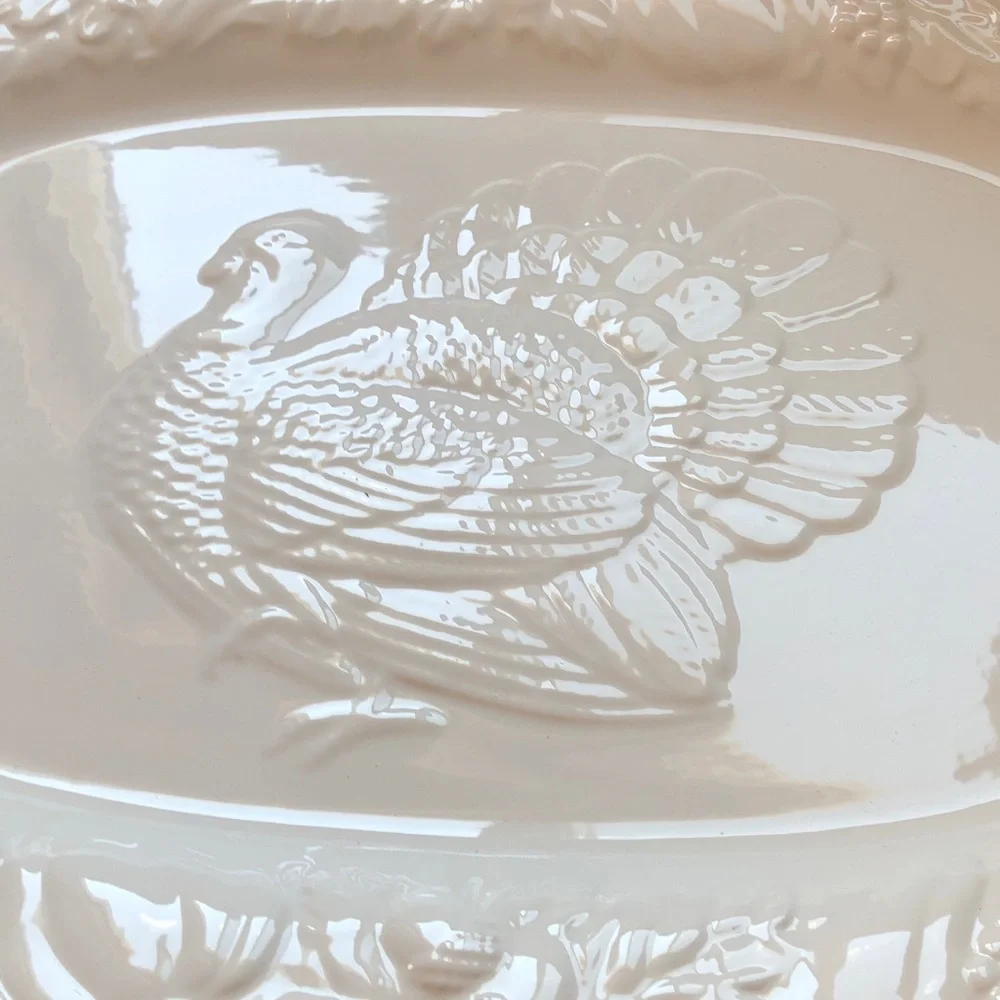 Gallery 21” White Oversized Thanksgiving Turkey Serving Platter